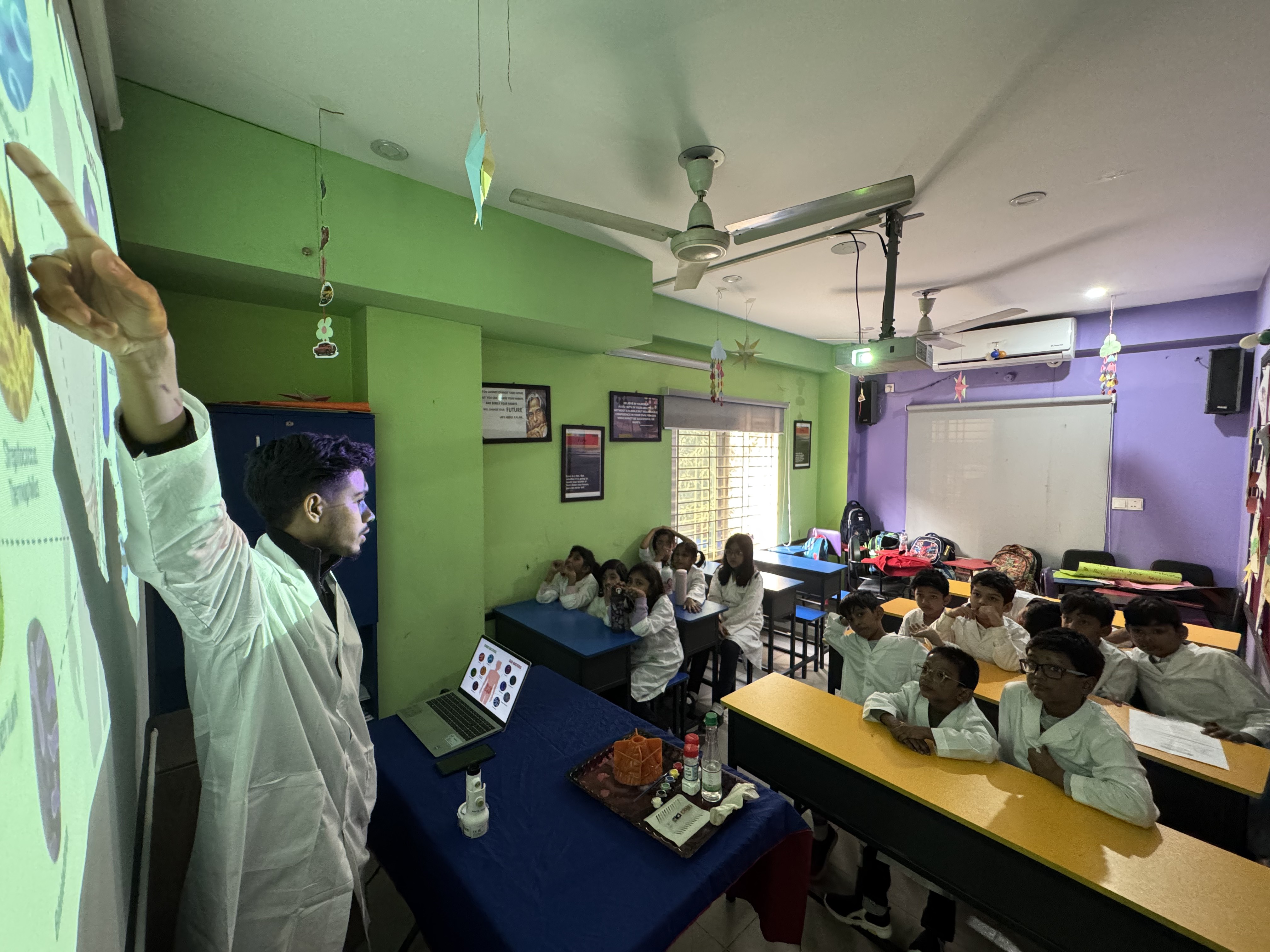 Class One pupils presenting during English communication session